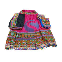 Gujarati Dandiya Pink Lehenga Black Chuni-30600