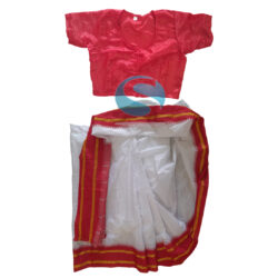 Fancy Dresses Bengali White Saree with Red Border for Kids - 30661